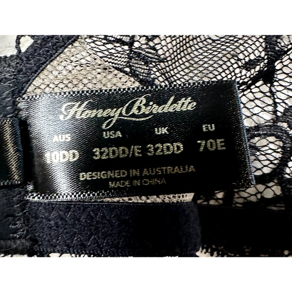Honey Birdette WHITNEY🖤 Black Floral Lace 2 Piece Set 32DD & XS Brief - Picture 5 of 8